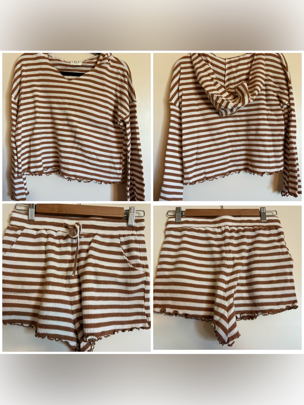 Solai Lounge Set - Size Medium - Brown/White Stripes